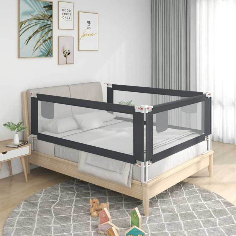 Barrière de sécurité de lit d enfant Gris foncé 200x25 cm Tissu