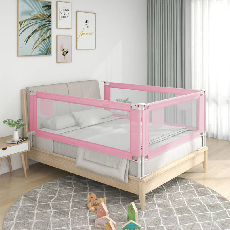 Barrière de sécurité de lit d enfant Rose 200x25 cm Tissu