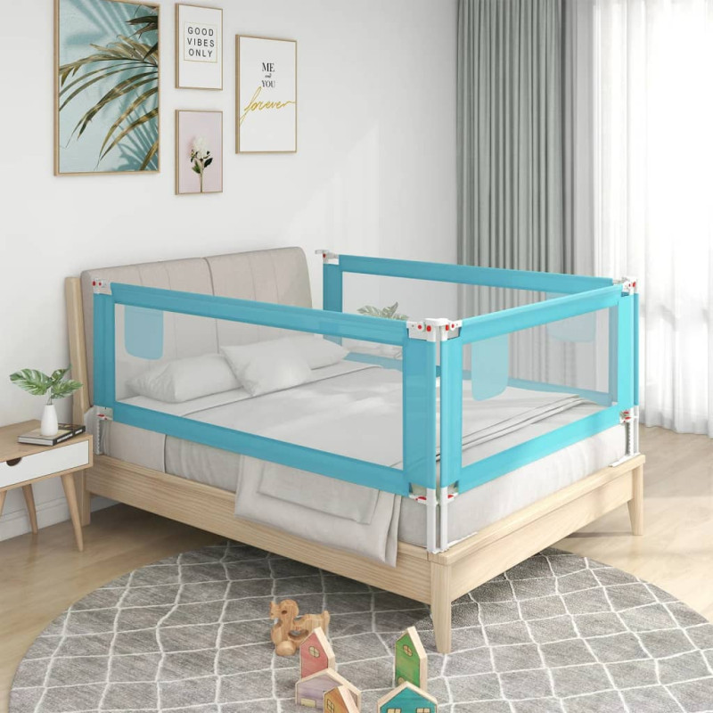 Barrière de sécurité de lit d enfant Bleu 200x25 cm Tissu