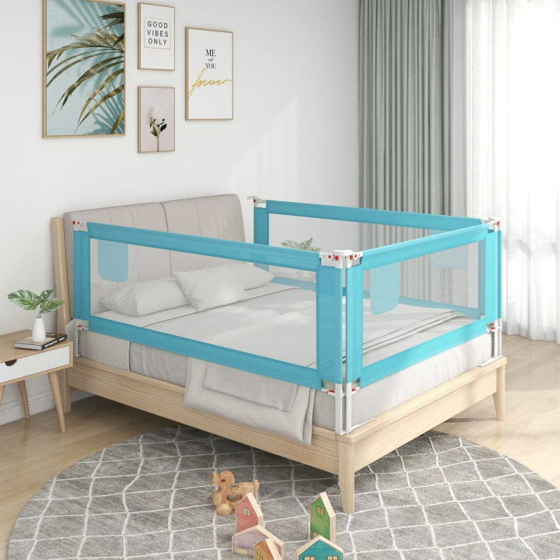 Barrière de sécurité de lit d enfant Bleu 190x25 cm Tissu