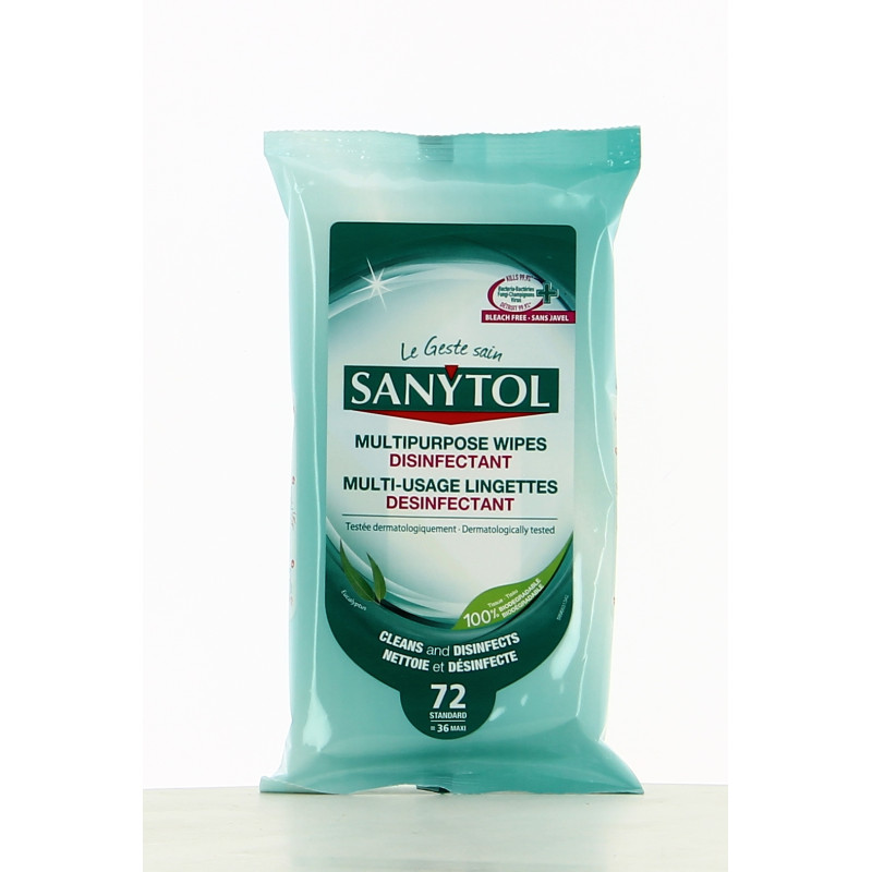 Lingettes désinfectantes multi usages eucalyptus SANYTOL 96631342