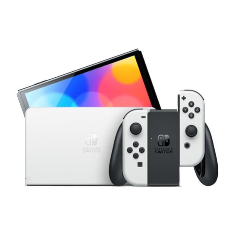 Console Nintendo Switch - Modele OLED • Blanc + Super Mario Bros. Wonder (Pré-installé) + 12 mois d'abonnement NSO (Code)