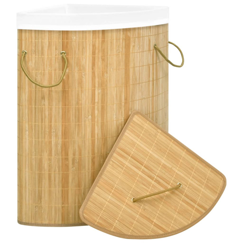 Panier à linge d angle Bambou 60 L