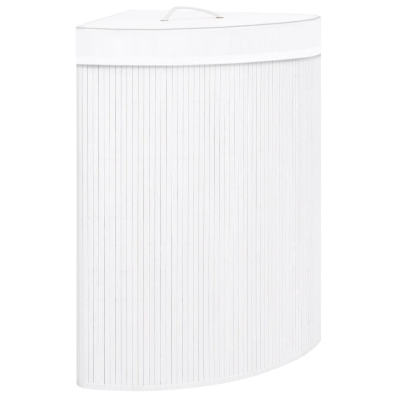 Panier à linge d angle Bambou Blanc 60 L