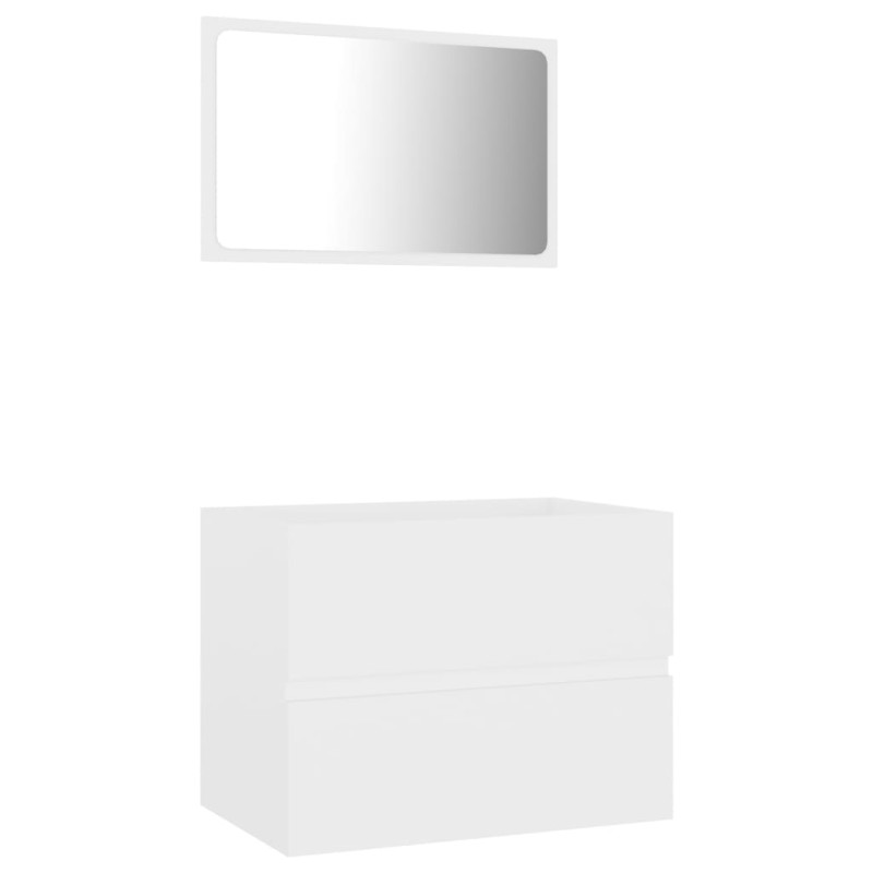 Ensemble de meubles salle de bain 2 pcs blanc bois d ingénierie