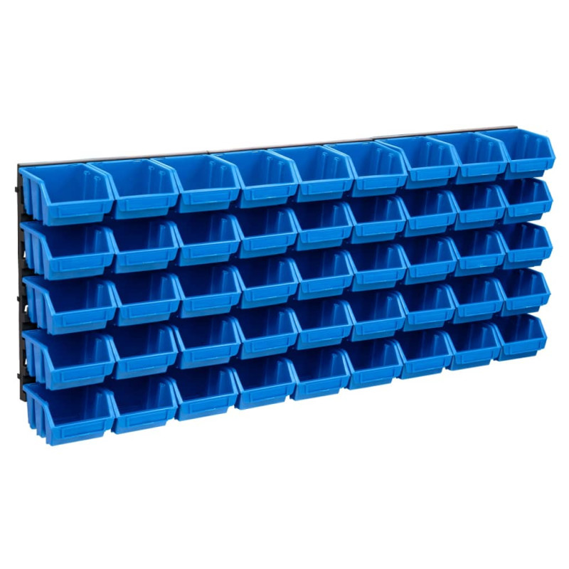 Kit de bacs de stockage et panneaux muraux 48 pcs Bleu et noir