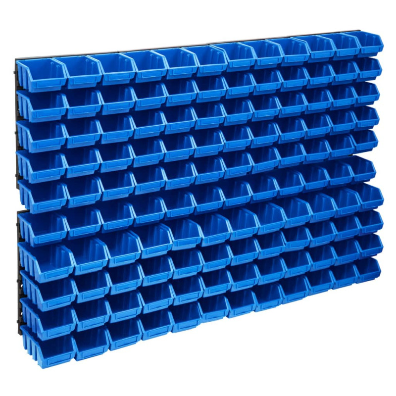 Kit de bacs de stockage et panneaux muraux 128 pcs Bleu et noir