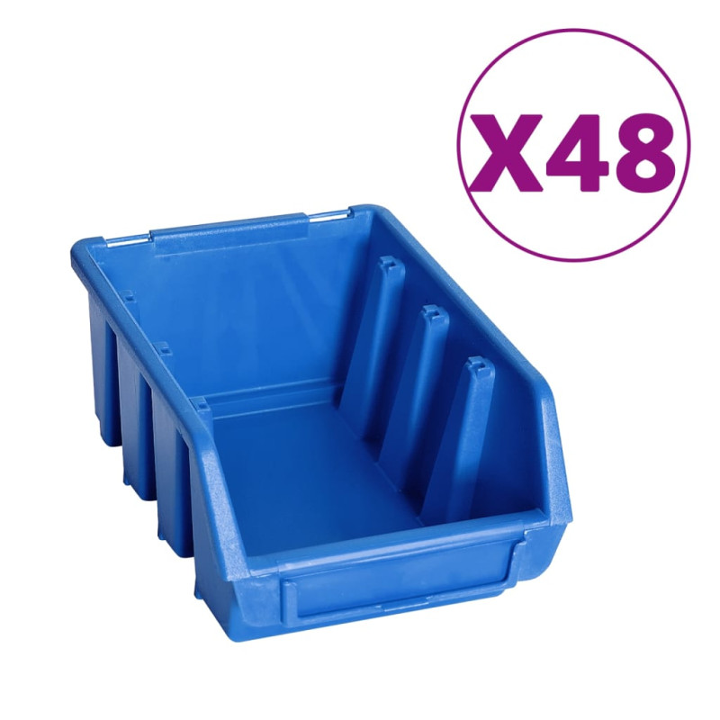 Kit de bacs de stockage et panneaux muraux 128 pcs Bleu et noir