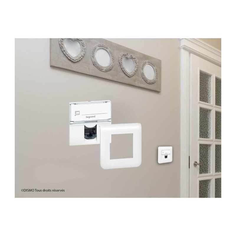 LEGRAND Prise RJ 45 informatique-telephone 2 modules Mosaic blanc avec enjoliveur blanc