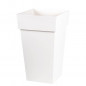 EDA Pot de fleur haut carre Toscane - 39 x 39 x H 65 cm - 62 L - Blanc