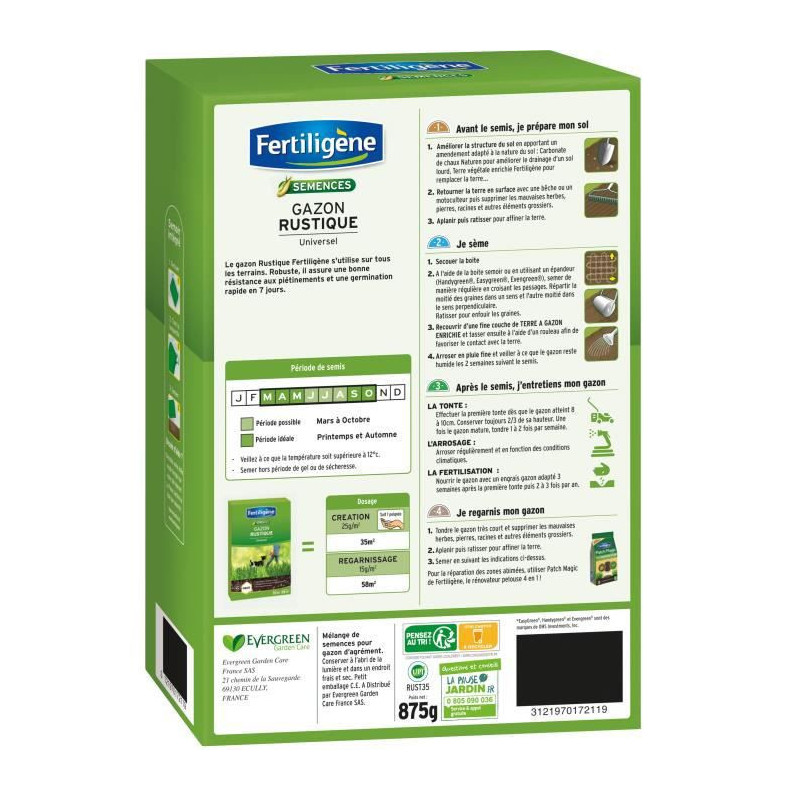 FERTILIGENE Gazon Rustique Universel - 875 g