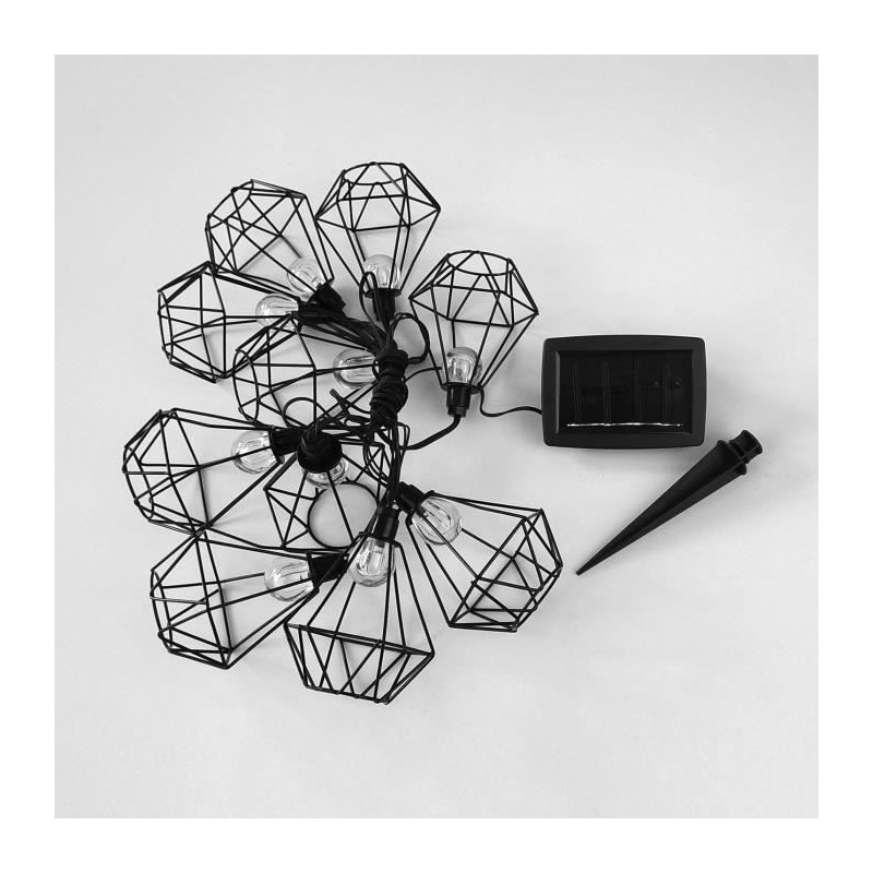 LUMIJARDIN Guirlande solaire cage diamant dexterieur mily avec 10 ampoules LED