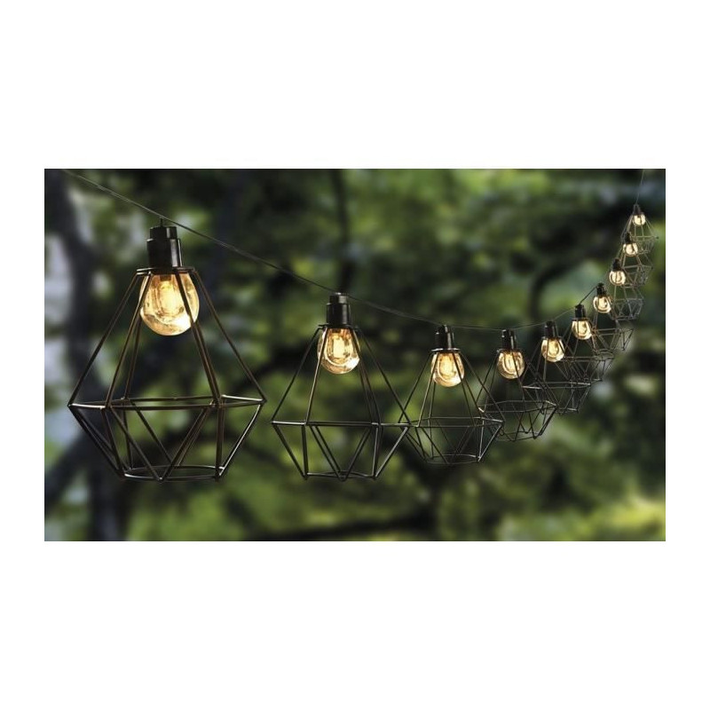 LUMIJARDIN Guirlande solaire cage diamant dexterieur mily avec 10 ampoules LED