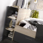 SAX Lit adulte - 140x190 cm - 3 tiroirs + Tete de lit avec rangement - Decor chene et anthracite