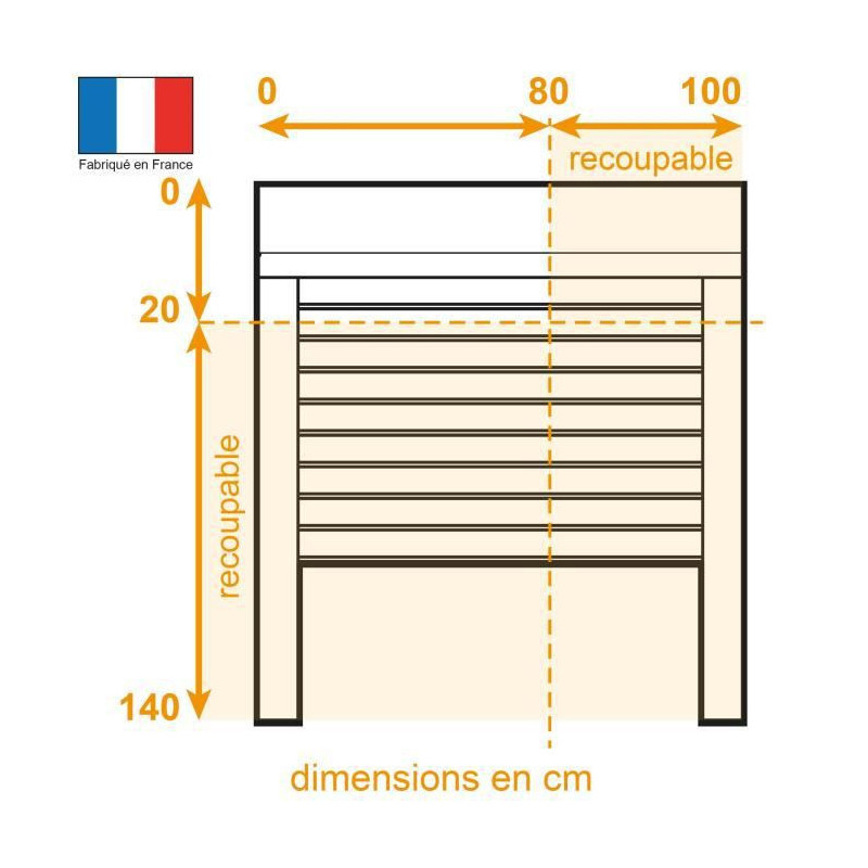 FRANCE COMBI Volet roulant aluminium - H.140 x L.100 cm - Manoeuvre electrique radio - Blanc