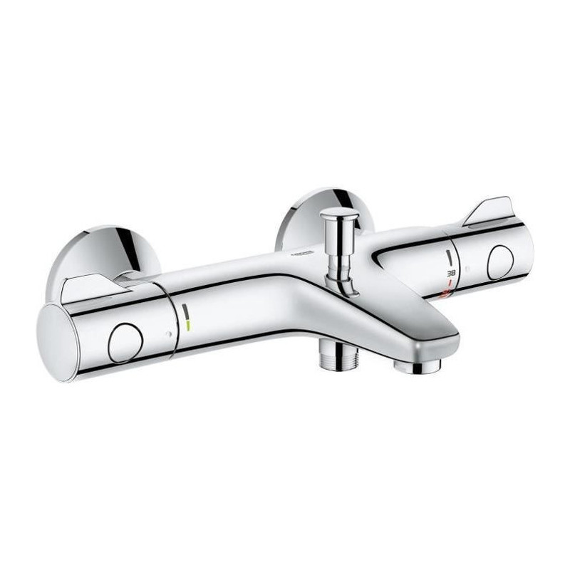 GROHE Mitigeur thermostatique bain/douche  1/2  mural Grohtherm 800 - Limiteur de temperature - Economie deau - Chrome