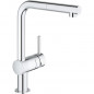 GROHE Mitigeur evier Minta 32168000 - Douchette extractible - Bec L - Bec tube pivotant 360? - Clapet anti-retour - Chrome