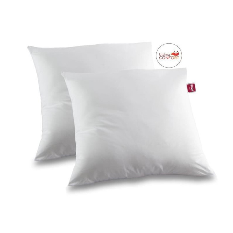 DODO Lot de 2 oreillers Tendance - 60 x 60 cm - Garnissage 100% Polyester  fibre creuse siliconee - Blanc