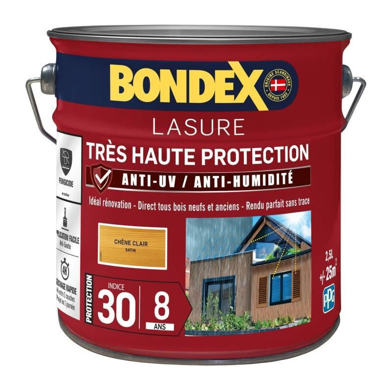 lasure pour bois tres haute protection 8 ans chene clair 2,5L Bondex