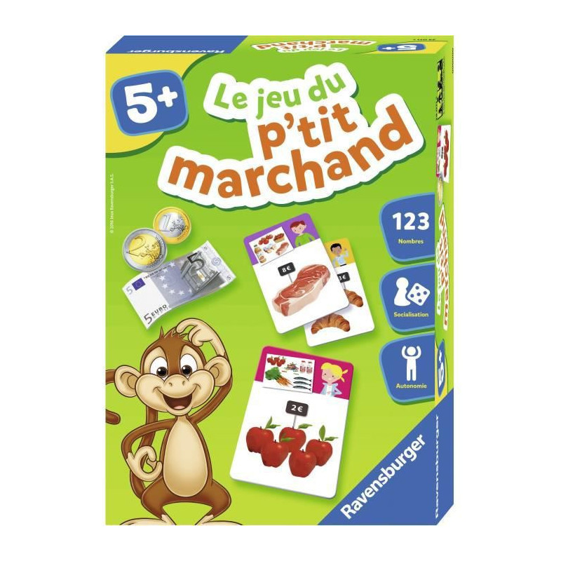 Le jeu du ptit marchand - Jeu educatif - Acheter et vendre - Initiation au calcul mental - Ravensburger - Des 5 ans