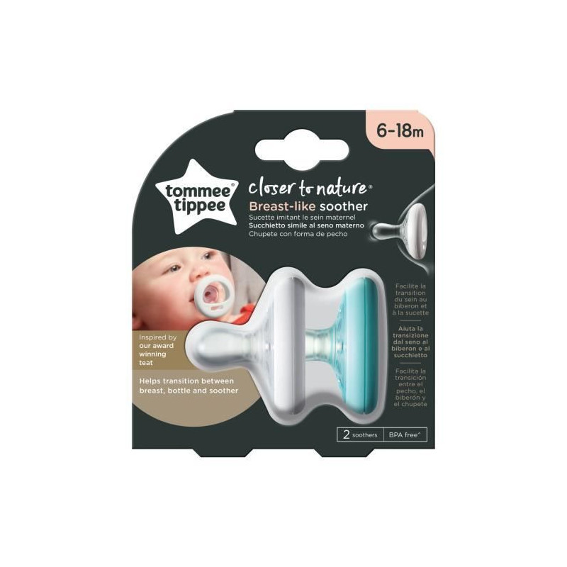 TOMMEE TIPPEE Sucette CTN - Forme Naturelle x2 6-18 mois