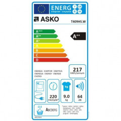 Asko Sèche-linge-Pompe à chaleur-9kg- nématique Logic-Classe énergie A++-Gén ASKO - T409HSW