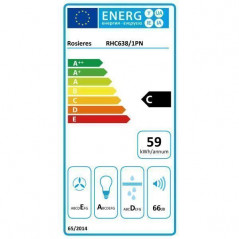 Rosières HOTTE ASPIRATION  Vol. Aspi M3/H : 348 - Niv. Sonore Maxi : 66 - 3 Vite ROSIERES - RHC638/1PN
