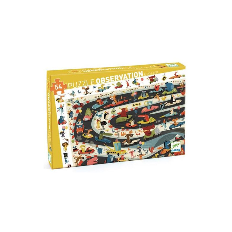 Puzzle enfant Djeco Rallye Automobile 54 pièces