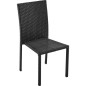 Ensemble repas de jardin - table en verre trempe et 6 chaises en resine tressee noir - Table 160x80x73 cm - Chaise : 44x54x88 cm