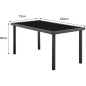 Ensemble repas de jardin - table en verre trempe et 6 chaises en resine tressee noir - Table 160x80x73 cm - Chaise : 44x54x88 cm