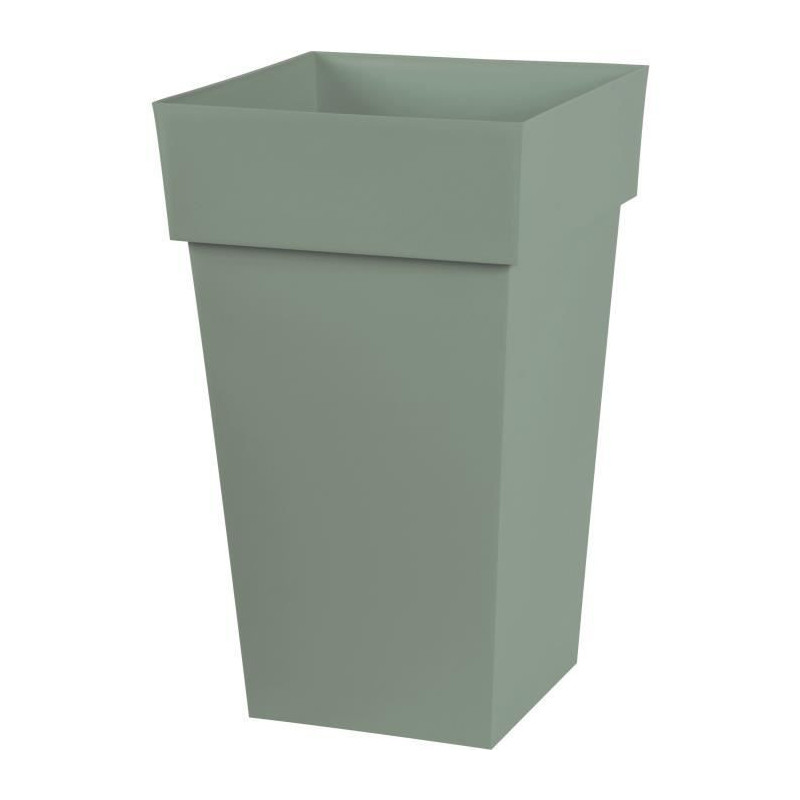 EDA PLASTIQUE - Pot de fleur haut carre Toscane - 39 x 39 x H 65 cm - 62 L - Vert laurier