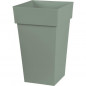 EDA PLASTIQUE - Pot de fleur haut carre Toscane - 39 x 39 x H 65 cm - 62 L - Vert laurier