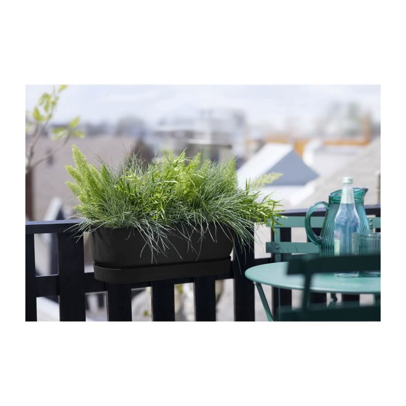 ELHO - Pot de fleurs  -  Greenville Easy Balcony 52 - Living Noir - Balcon - L 21.2 x W 52 x H 19.4 cm