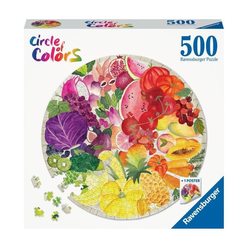 Ravensburger - Puzzle rond 500 pieces - Fruits et legumes Circle of Colors