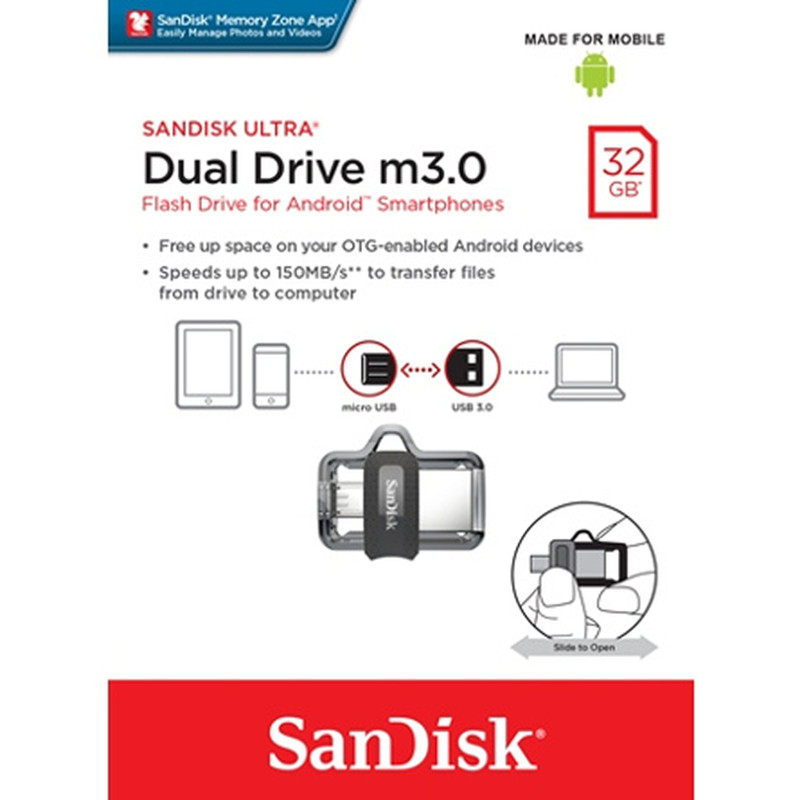 32Go Clé USB 3.1 Sandisk Dual Drive (Double Connectique) m3.0
