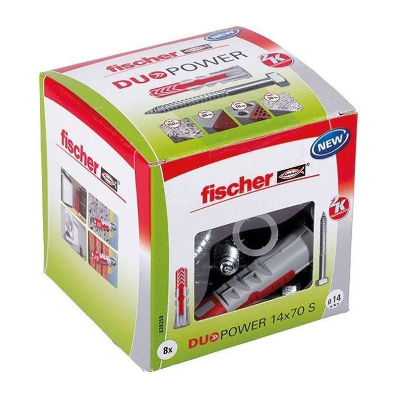 FISCHER - Cheville tous materiaux DuoPower 14x70 mm avec vis - 8/bte