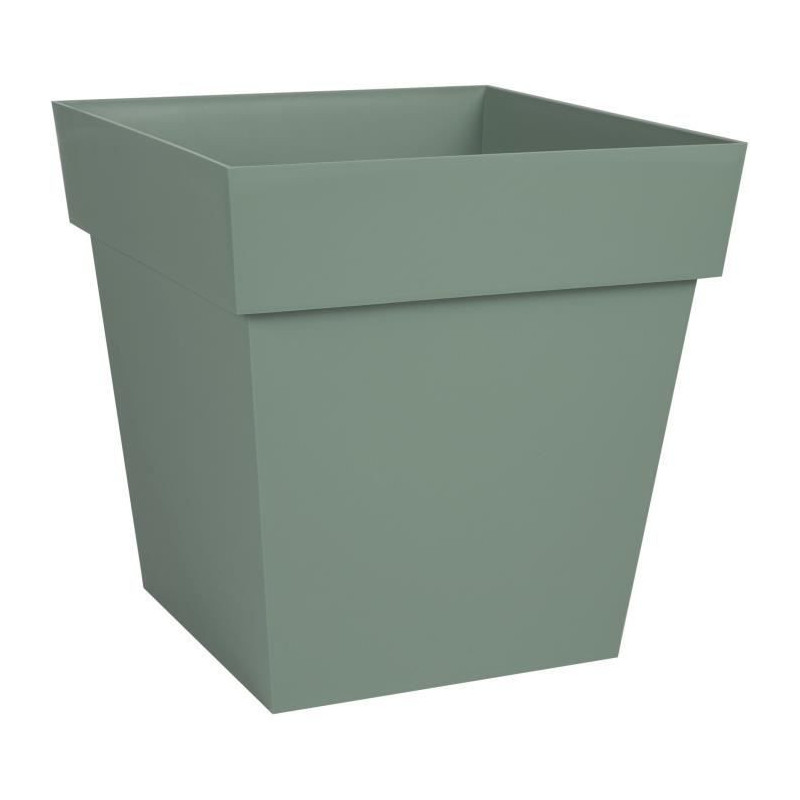 EDA PLASTIQUE - Pot de fleur carre Toscane - 32 x 32 x H 32 cm - 22 L - Vert laurier