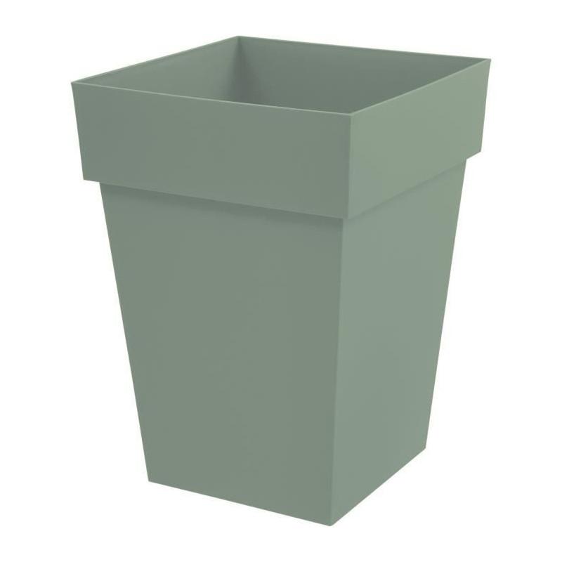 EDA PLASTIQUE - Pot de fleur mi-haut carre Toscane - 39 x 39 x H 53 cm - 51 L - Vert laurier