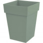 EDA PLASTIQUE - Pot de fleur mi-haut carre Toscane - 39 x 39 x H 53 cm - 51 L - Vert laurier