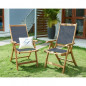 Lot de 2 fauteuils en bois dacacia FSC et textilene - Gris