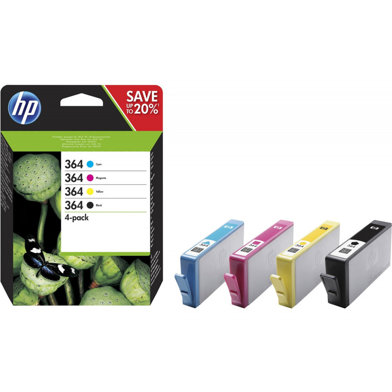 Pack Cartouche d encre HP 364 Noir + Cartouche d encre HP 364 Cyan, Magenta, Jaune