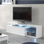 LEDD Meuble TV avec LED contemporain blanc et tablettes en verre - L 150 cm