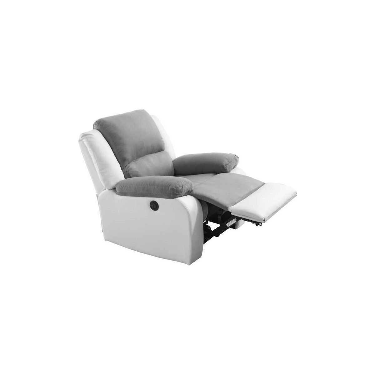 Relax Fauteuil Relaxation Electrique Simili Blanc Et Tissu