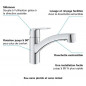 GROHE QUICKFIX Start Robinet de cuisine evier, douchette extractible, inverseur 2 jets, rotation 90?, 30531001