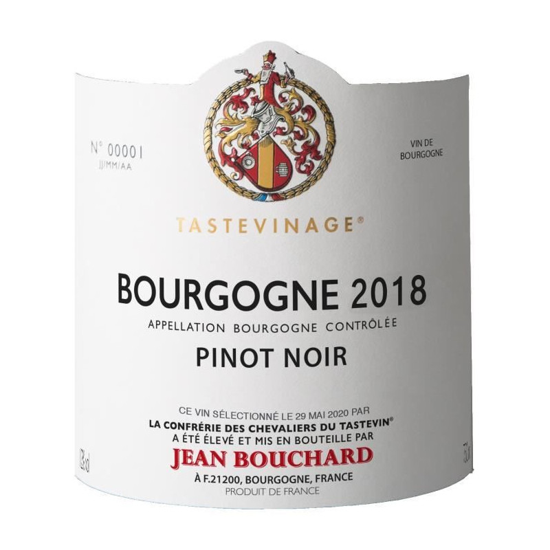 Vin rouge Bourgogne Pinot Noir JEAN BOUCHARD TASTEVINE