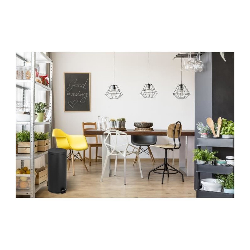 KITCHEN MOVE Poubelle de cuisine a pedale URBAN 30L - En acier Noir