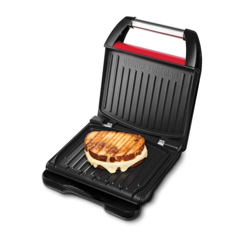 George Foreman 25040-56 Grill Barbecue Electrique 1650W Familial, Viande, Panini, Sandwich, Revetement Antiadhesif - Rouge