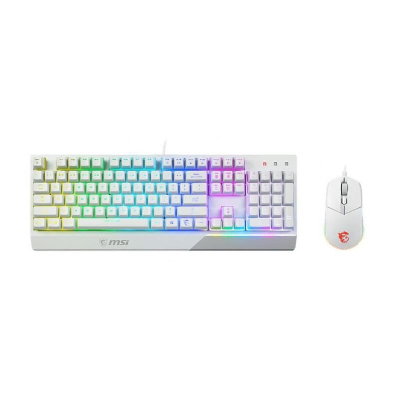 Clavier + Souris - AZERTY - MSI - Vigor GK30 Combo White FR - Retroeclaire - Blanc