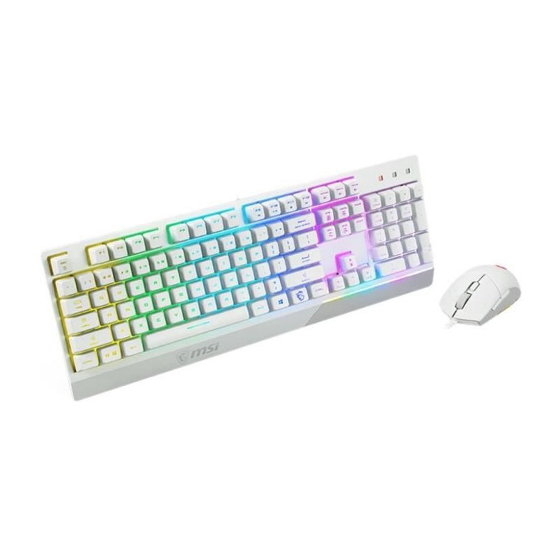 Clavier + Souris - AZERTY - MSI - Vigor GK30 Combo White FR - Retroeclaire - Blanc