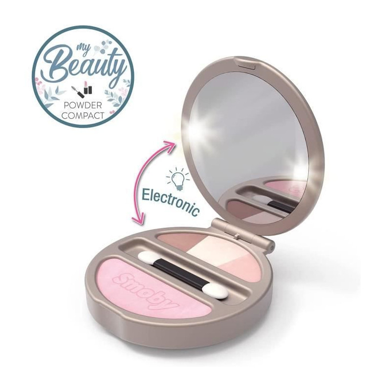 Smoby - My Beauty Powder Compact - Poudrier Factice Lumineux - Miroir - 320151